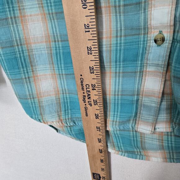 Ariat Real Billie Ray Shirt M Turquoise Plaid Button Down Relaxed Long Sleeve - Picture 12 of 14